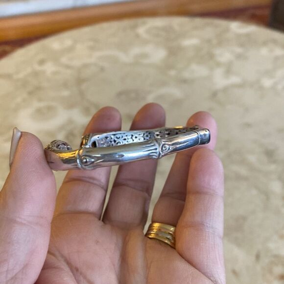 Vintage 18K & 925 Sterling Silver Citrine & Peridot Unisex Cuff Bracelet - Picture 10 of 11